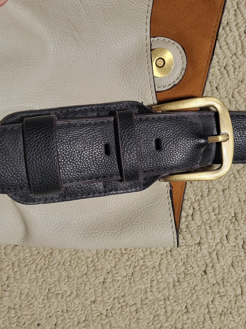 Joy Susan Two-Tone Cream and Black Hobo Shoulder Bag